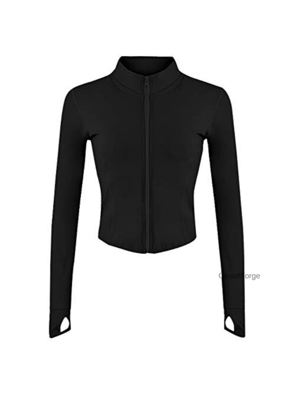 Lightweight Zip Up Cropped Athletic Running Jacket with Thumb Holes